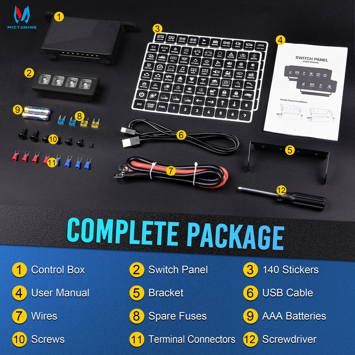Wireless 4-Gang Switch Panel for 12V/24V Vehicles