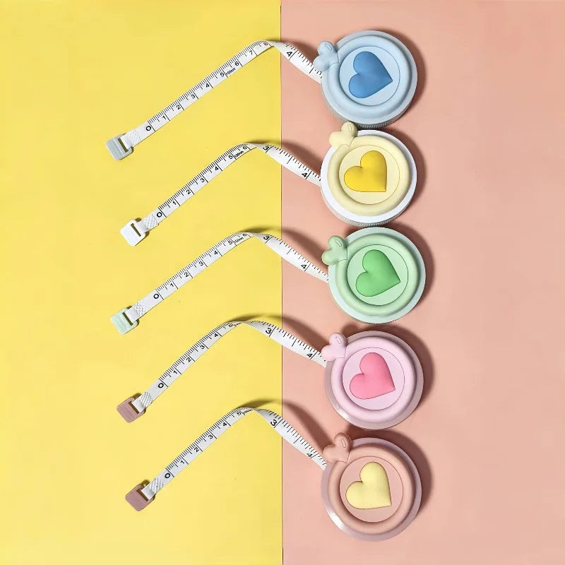 Pastel Heart-Shaped Retractable Tape Measure