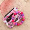 Floral Print PU Leather Wristlet Keychain Wallet with Card Holder