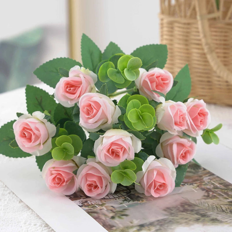 Silk Rose & Eucalyptus Floral Arrangement