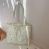 Quilted Floral Cotton Tote Bag with Padded Handle