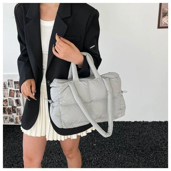 Quilted Puffer Tote Bag with Adjustable Strap