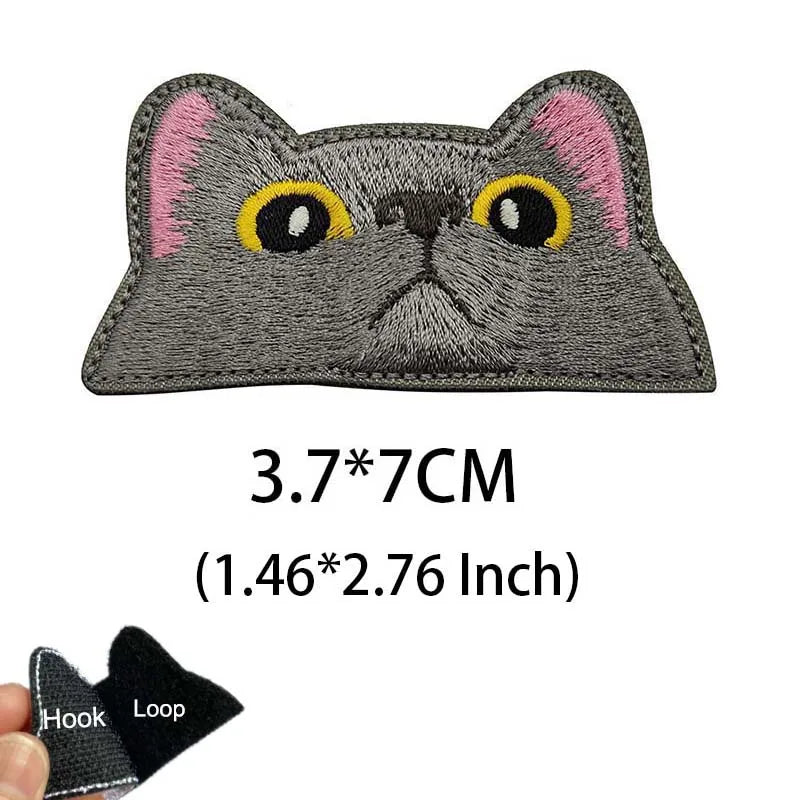 Funny Cat Face PVC Morale Patch with Hook-and-Loop Backing