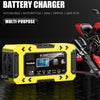 Cargador de batería inteligente amarillo Foxsur 12V para automóvil y motocicleta