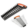 Black and orange heavy-duty wrench organizer tray for workshop storage