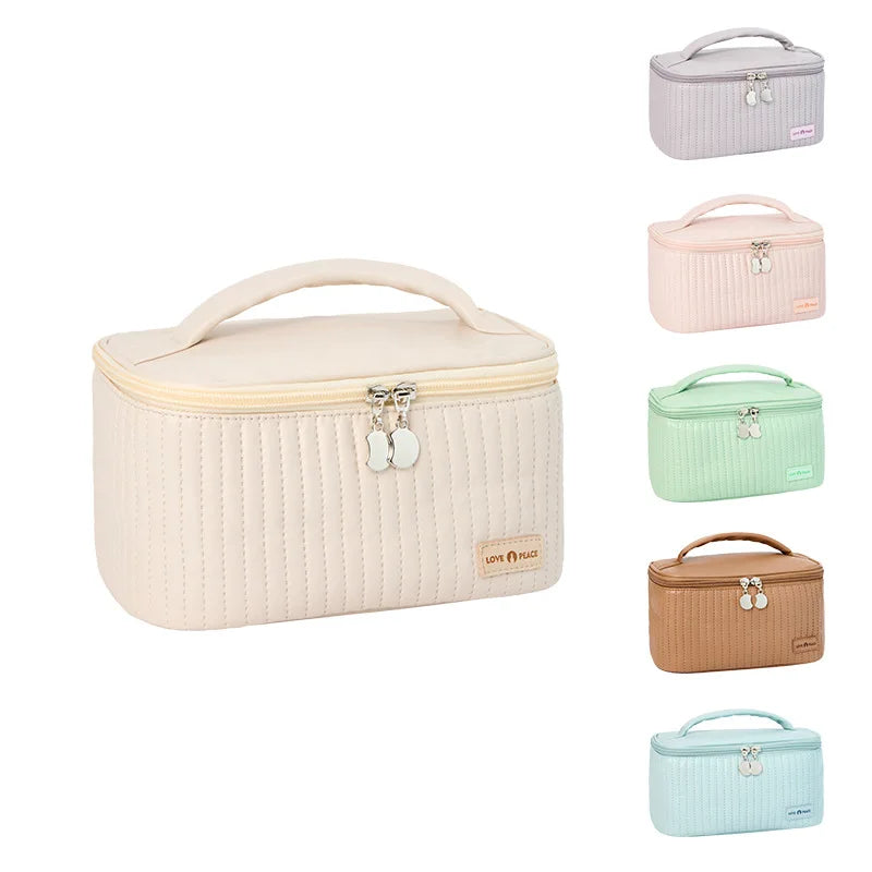 Portable Solid Color Makeup Organizer Bag