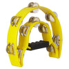 Yellow double-layer half moon tambourine with hand bells