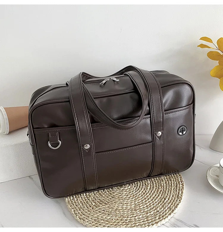 Japanese Preppy PU Leather Shoulder Bag