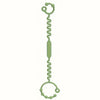 A green silicone pacifier chain with a loop at the top and bottom for baby bottles and teethers.
