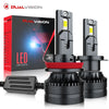 A set of DualVision LED car lights, including a housing and a separate bulb, displayed on a black background.