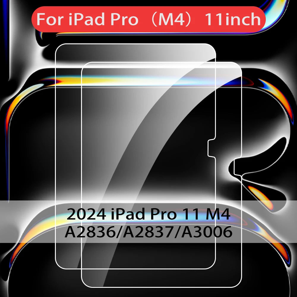 Tempered glass screen protector for the 2024 iPad Pro 11 M4 model.