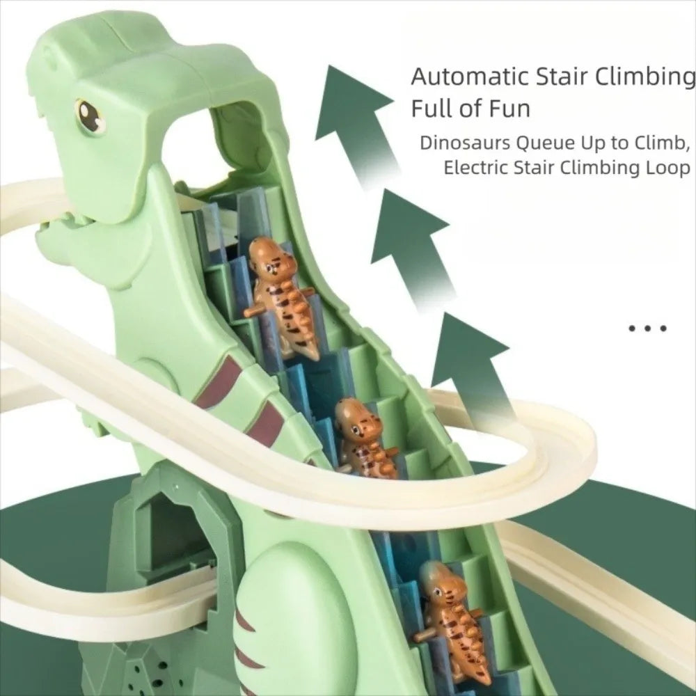 Dinosaur Stair Climbing Race Track Toy with Lights and Music