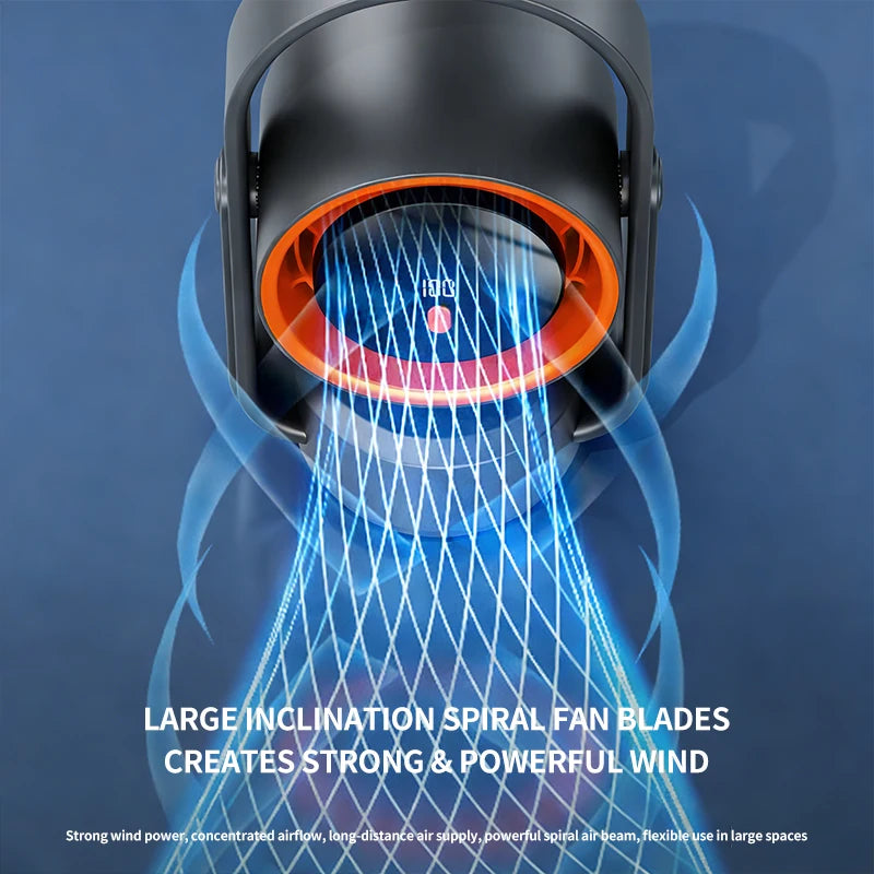 Portable USB Desk Fan with Oscillation and Digital Display