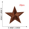 A brown star embroidery patch is shown, measuring 3.0cm by 1.2inch.