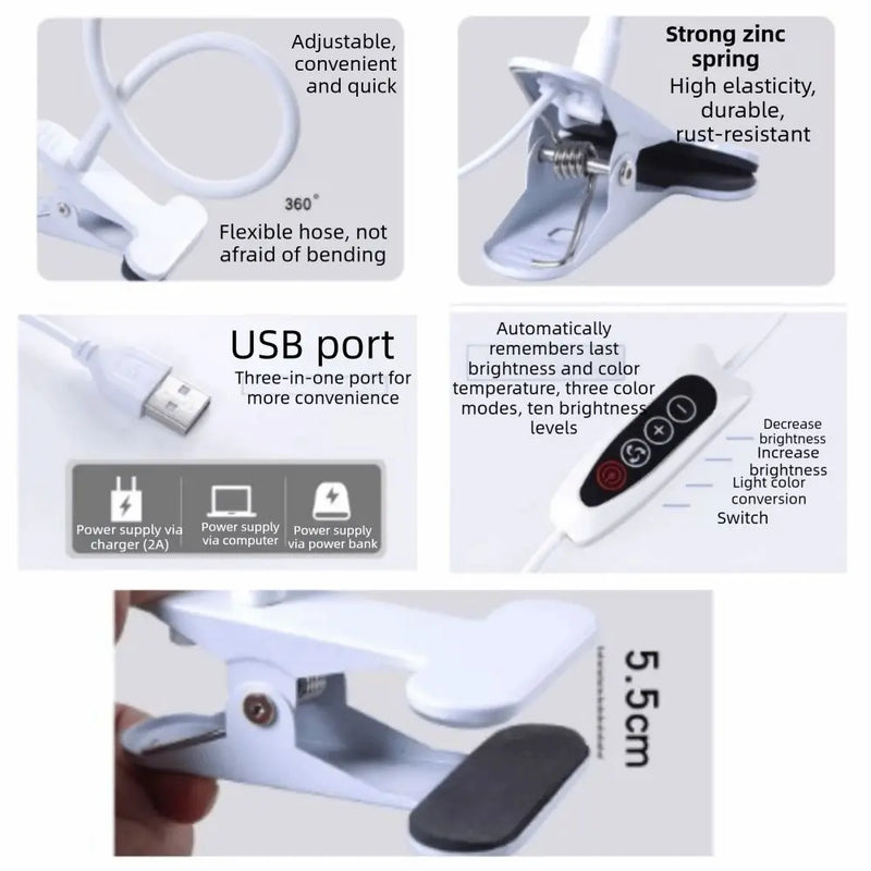 Adjustable LED Desk Lamp with Clamp