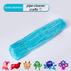 A set of 100 chenille pipe cleaners in various colors including pink, red, yellow, and green.