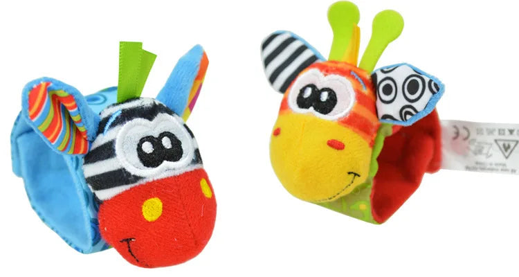 Baby Wrist Rattles and Animal Socks Set for Sensory Development