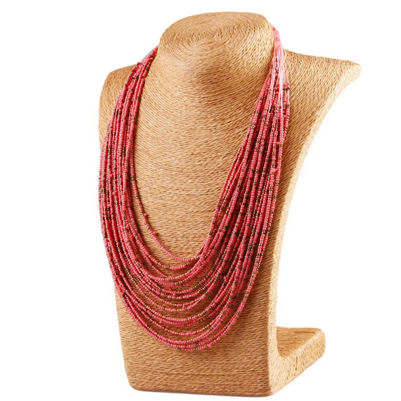 Multi-Layer Boho Bead Choker Necklace