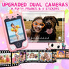 Pink unicorn smartphone with dual cameras and frames for photos and stickers