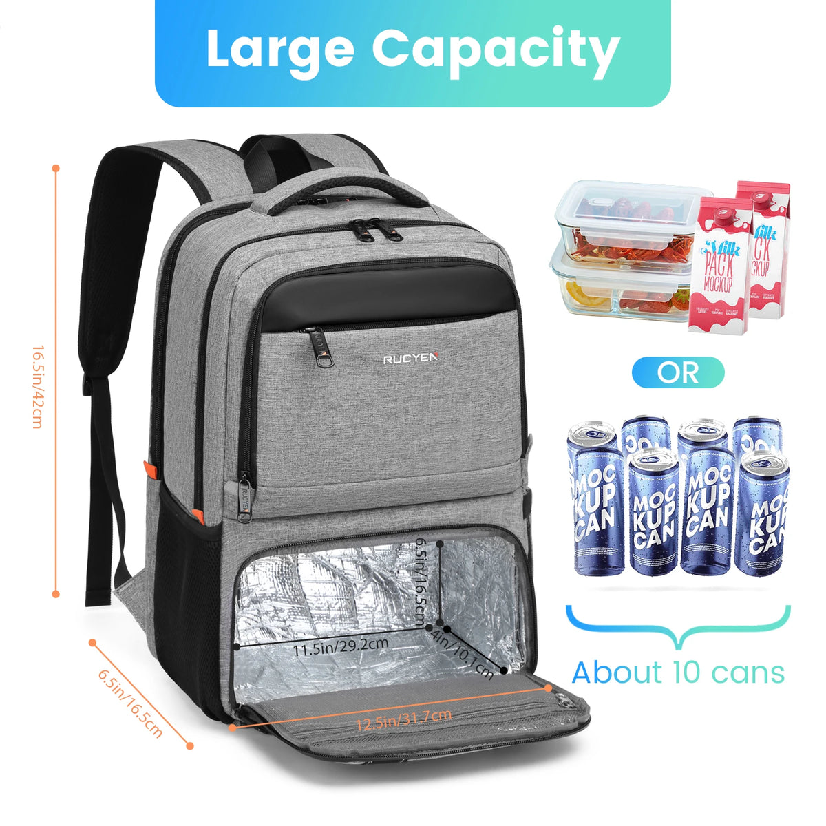 Insulated Lunch Cooler Backpack with Water-Resistant Design