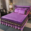Crystal Velvet Gold Lace Bed Skirt with Anti-Slip Base