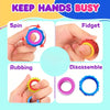 Hands busy sensory fidget rings in various colors like purple, orange, and blue for stress relief