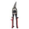 A pair of heavy-duty aviation snips with silver jaws and black handles for sheet metal cutting.