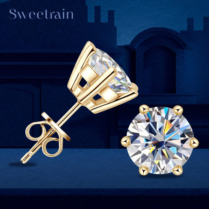 Moissanite Stud Earrings in Sterling Silver