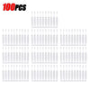 A set of 100 plastic shower cleaning brushes with nozzles for unclogging.