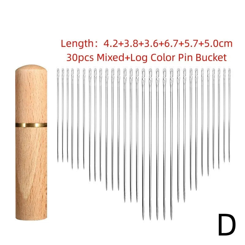 Easy-Threading Stainless Steel Sewing Needles Set (30-Pack)