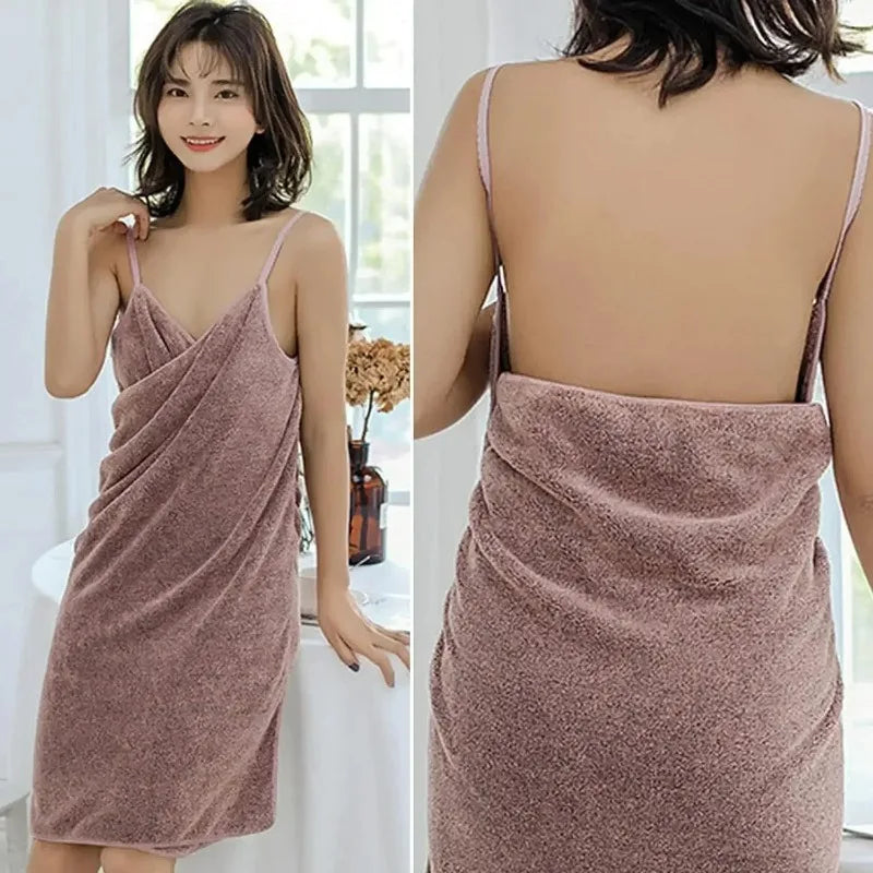 Soft Quick-Dry Wearable Towel Wrap with Adjustable Straps