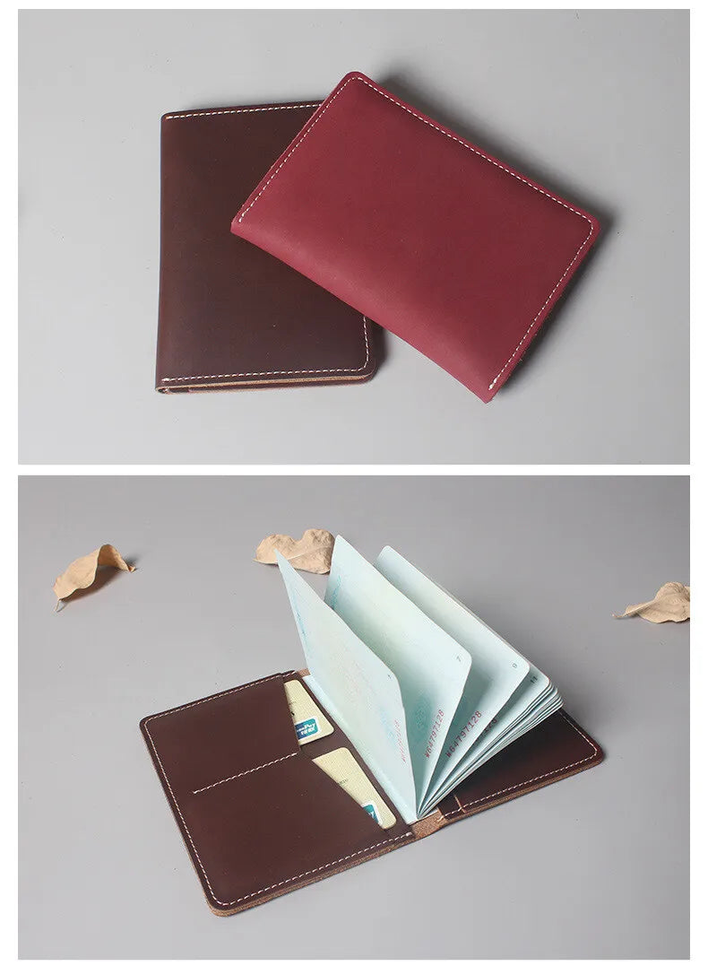 Genuine Leather Passport Holder with Card Slots