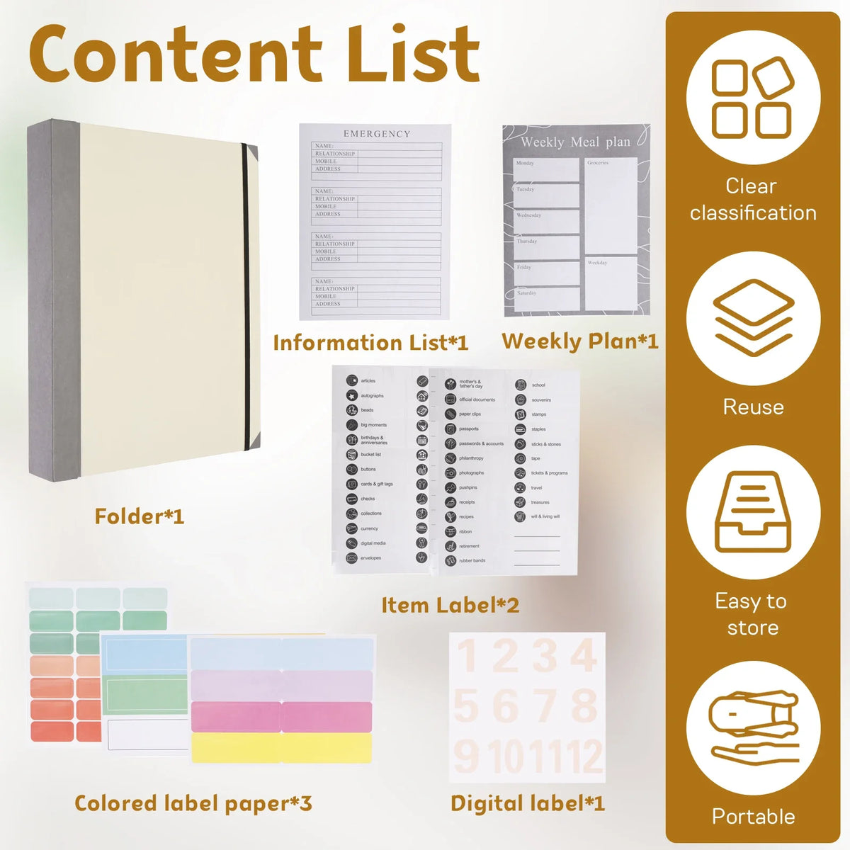 Portable Document Organizer with Multi-Pocket Storage