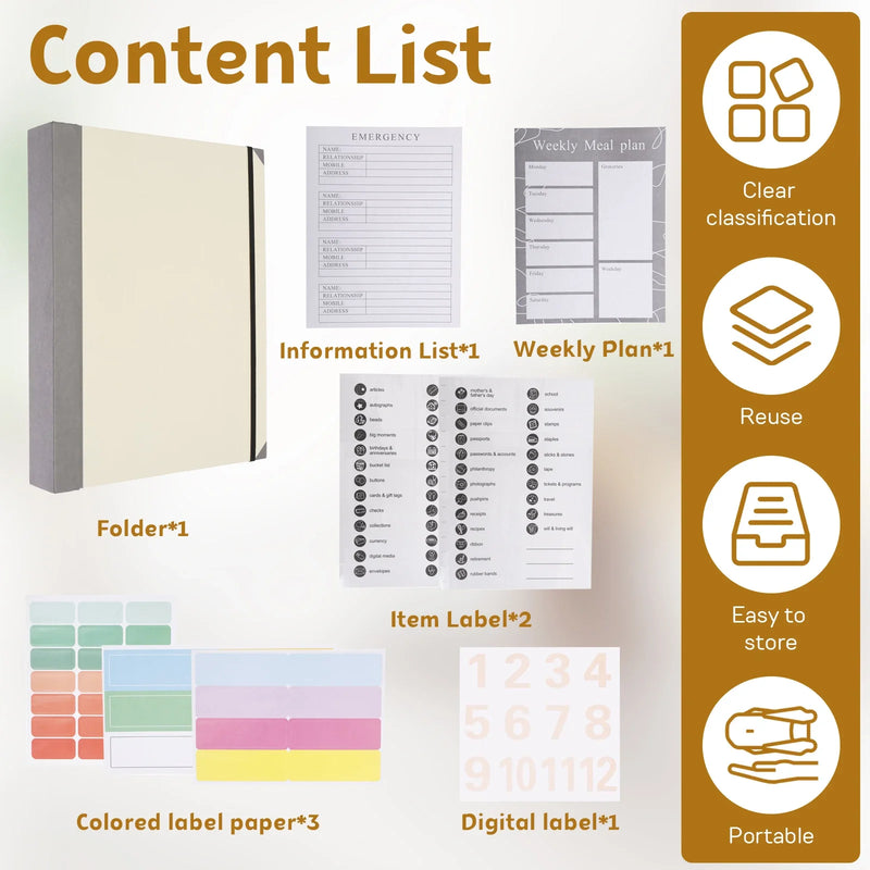 Organisateur de Documents Portable avec Rangement Multi-Poches