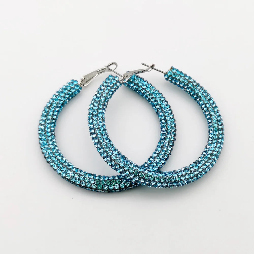 Rainbow Crystal Hoop Earrings