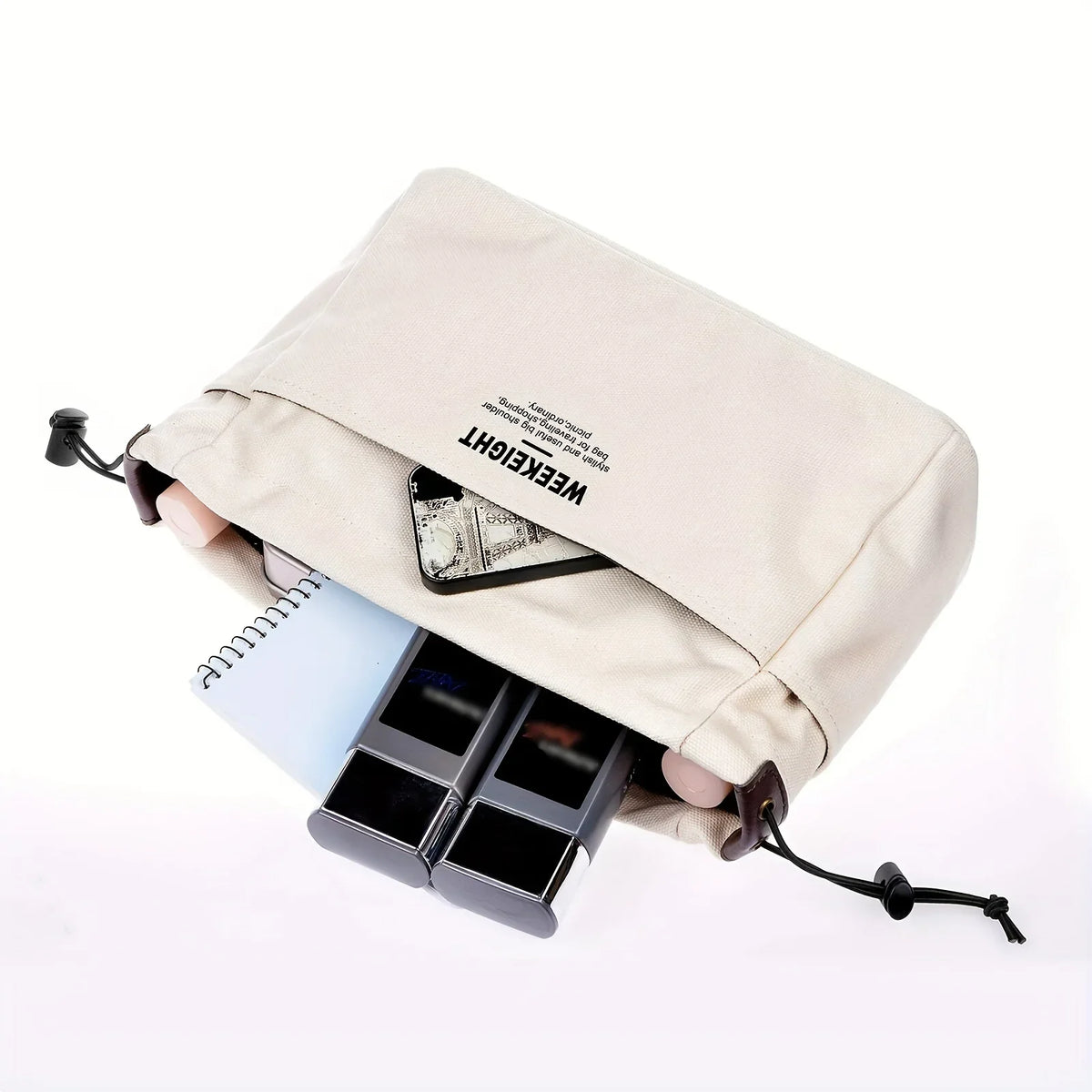 Drawstring Canvas Travel Organizer with Multiple Pockets