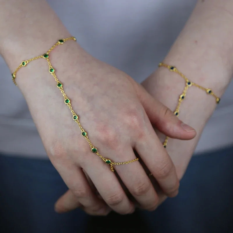 Colorful CZ Link Chain Bracelet