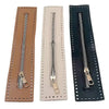 Three vertical leather zippers in tan, beige, and black for handbags and sewing projects