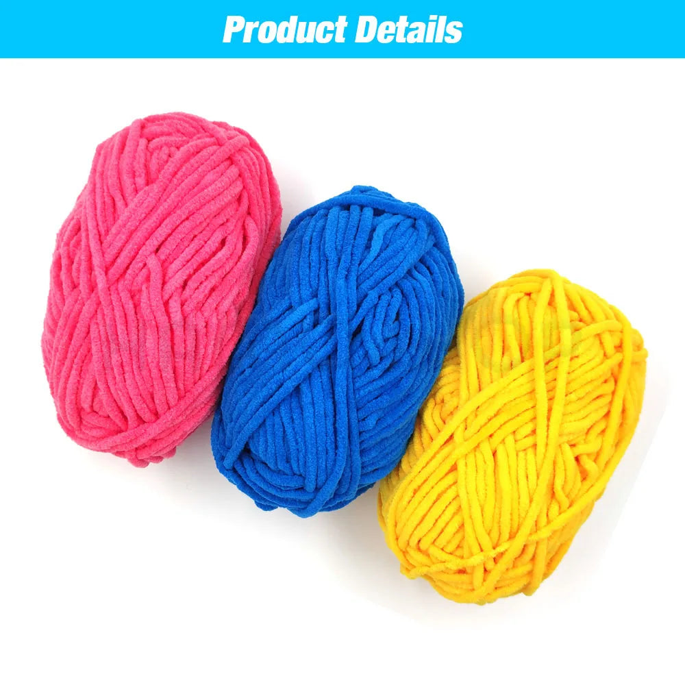 Soft Velvet Chenille Yarn for Knitting and Crochet – 2 Rolls