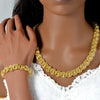 Set de Collar y Pulsera Cubana Chapada en Oro Italiano