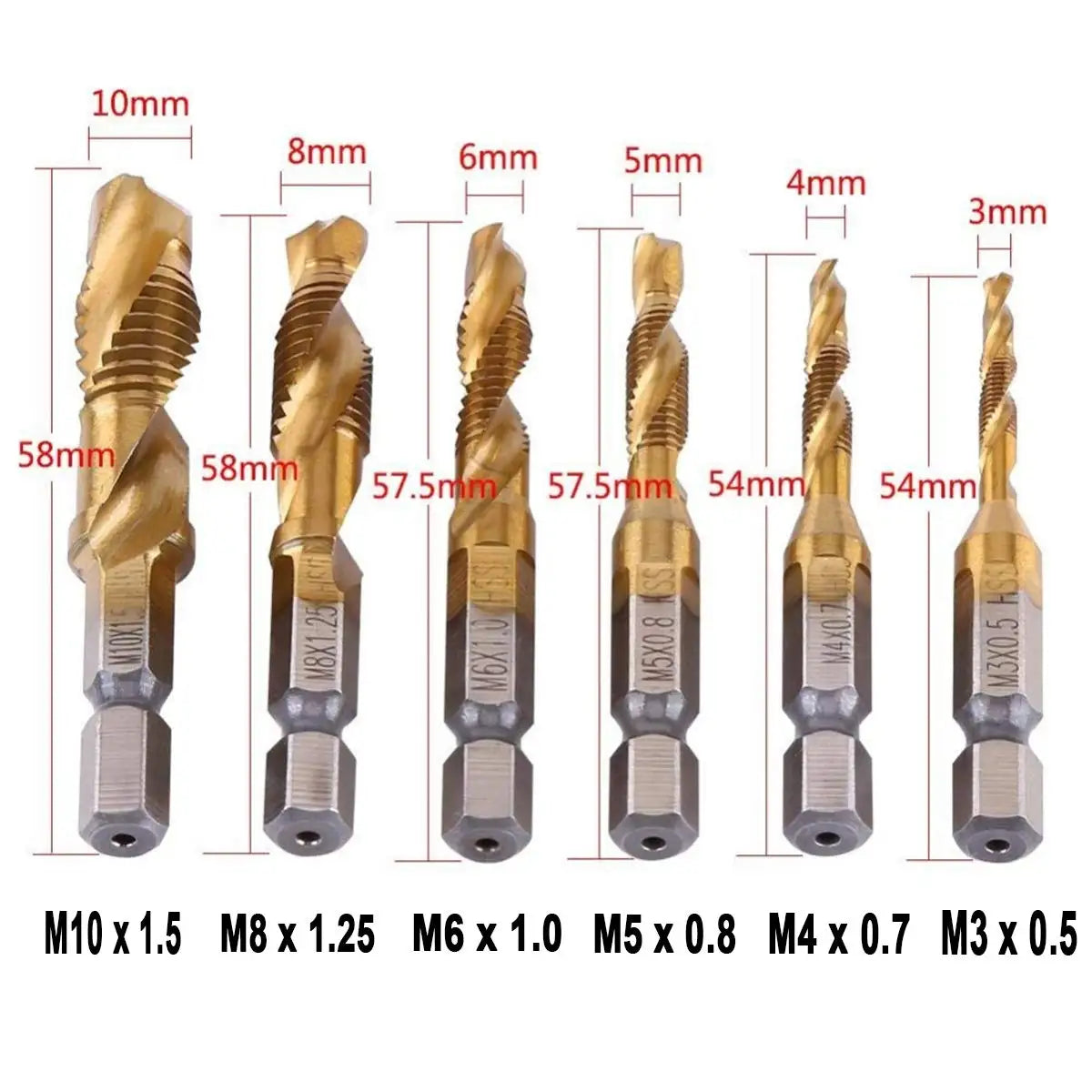 Metric Thread Tap Set - Titanium Coated HSS Drill Bits