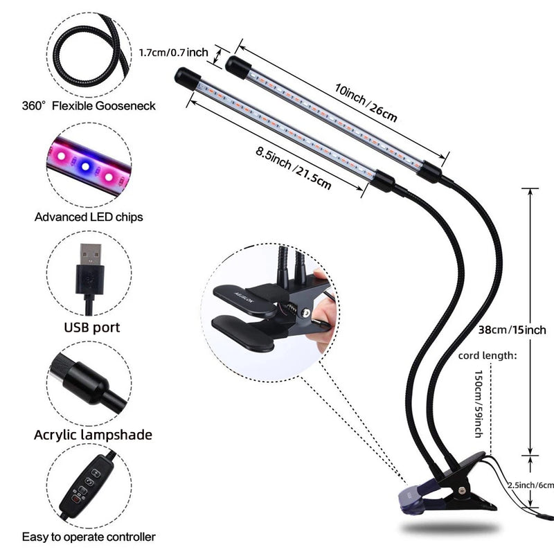 USB-betriebenes LED-Pflanzenwachstumslicht mit Timer und Dimmfunktion