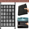 Black polyester mesh car ceiling cargo net for durable overhead storage organization