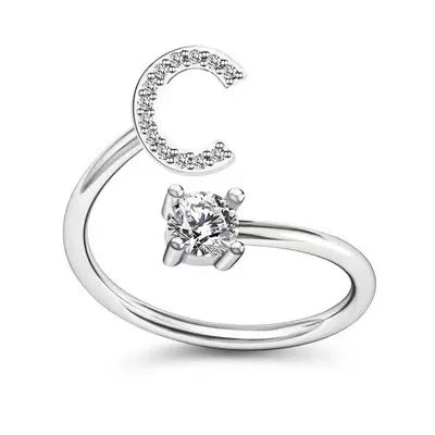 Initial Letter Ring with Zircon Accent