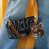 Leopard Print Acrylic Handbag Chain Strap with Bow Charm