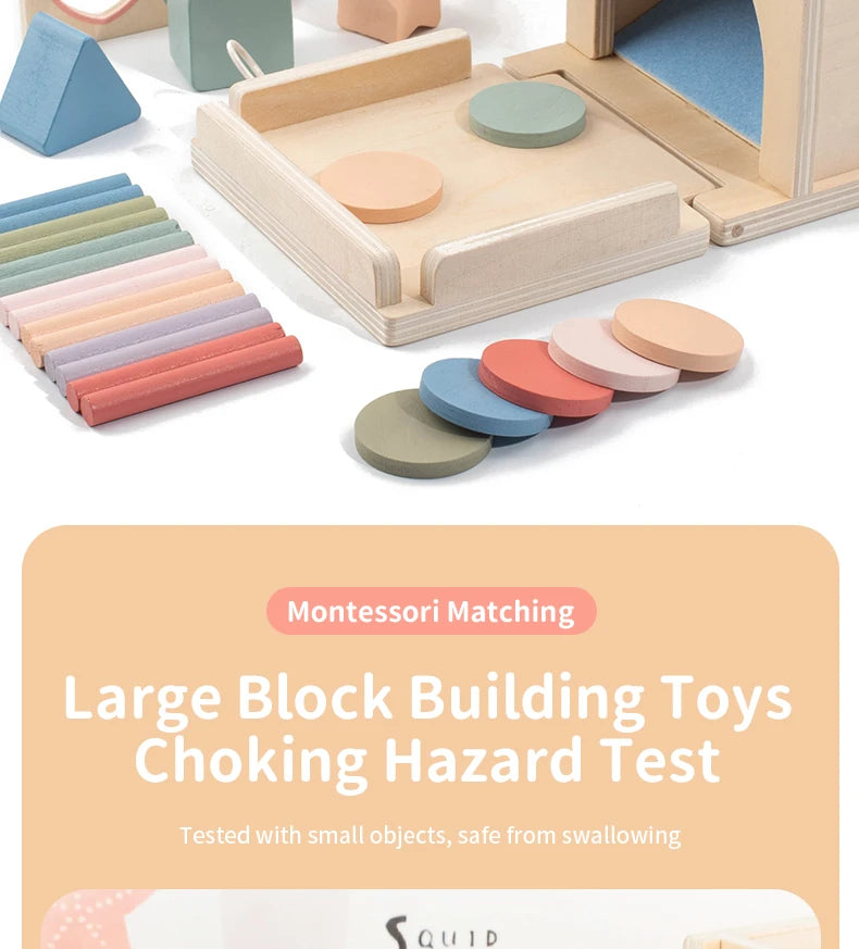 Montessori 4-in-1 Wooden Color Sorting & Shape Matching Box for Toddlers