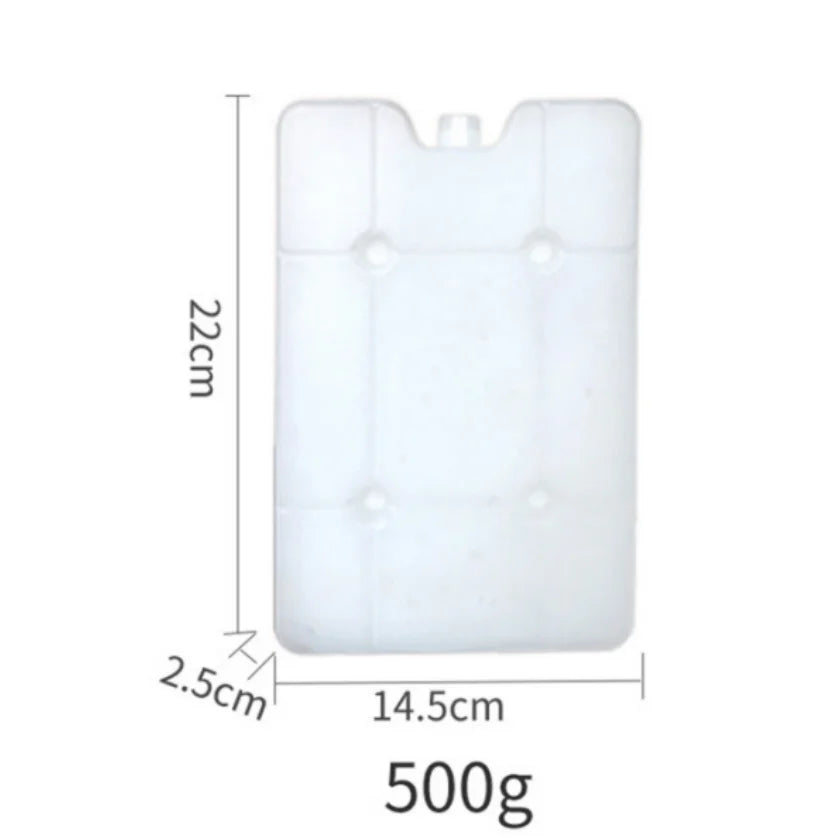 White reusable leak-proof ice pack with dimensions 22cm by 14.5cm and weight 500g