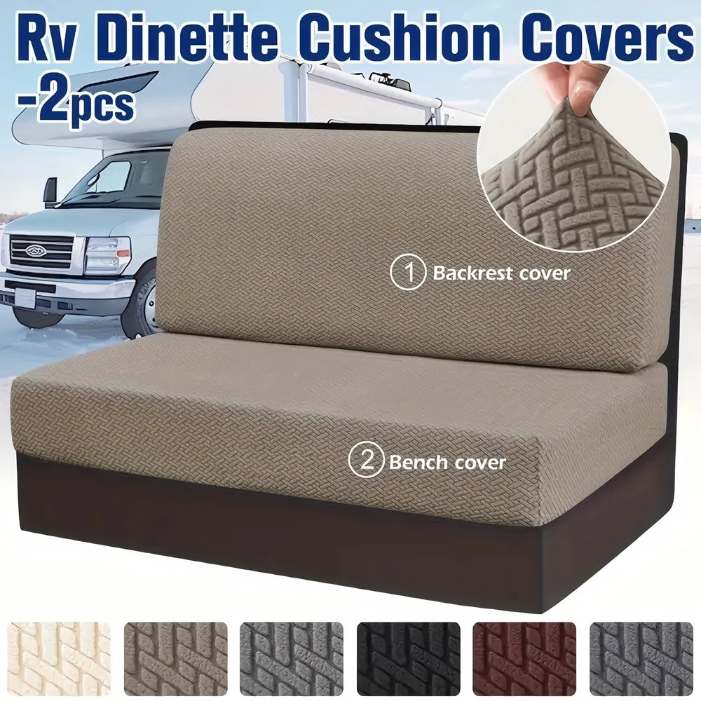 Stretch Jacquard RV Dinette Cushion Covers (2-Piece Set)