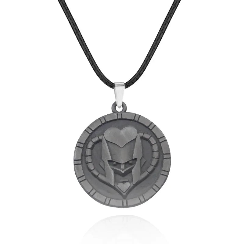 Silver pendant necklace featuring a stylized mask design from JoJo's Bizarre Adventure