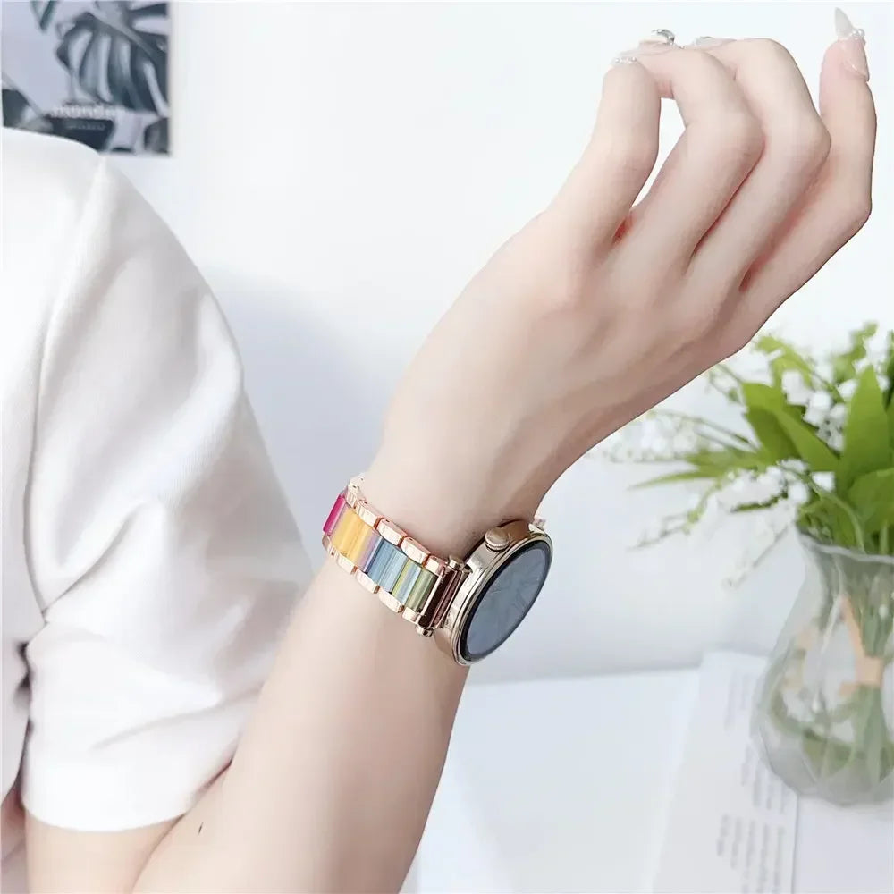 Colorful Resin & Metal Watch Band Strap
